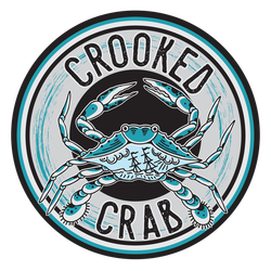 Circular crooked crab brewing company logo